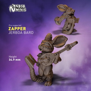 pre-supported jerboa folk bard naga minis Tabletop Characters & Creatures Fantasy Universe animal mini rpg miniature dungeonsanddragons tabletop dnd lute anthropomorphic ttrpg animalfolk jerboafolk 3d print model - Mito3D