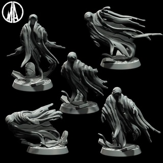 fantasmas perdido almas 5 poses monolito artes tampo mesa personagens criaturas fantasia universo fantasma espectro alma espírito 3d print model - Mito3D