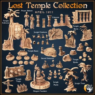 verloren Tempel Sammlung Welt Schmiede Miniaturen Tischplatte 3D druckbar Terrain Fantasie uralt Drachen Geheimnis Stein Abenteuer Pflanzen Verlies Bäume Dschungel Ruinen Landschaft Säulen Fallen 3d print model - Mito3D