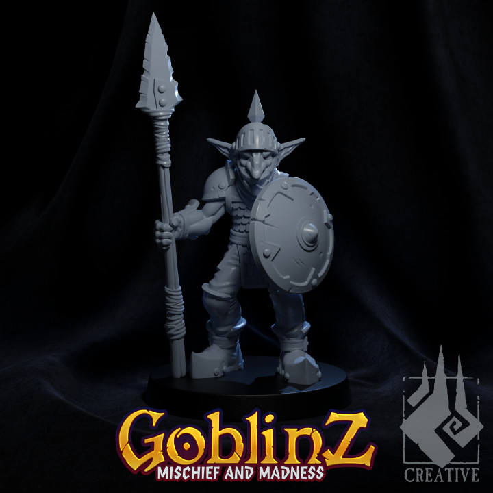 goblin spearman 01 ember smith creative Tabletop Characters & Creatures Fantasy Universe warband 3D print model - Mito3D