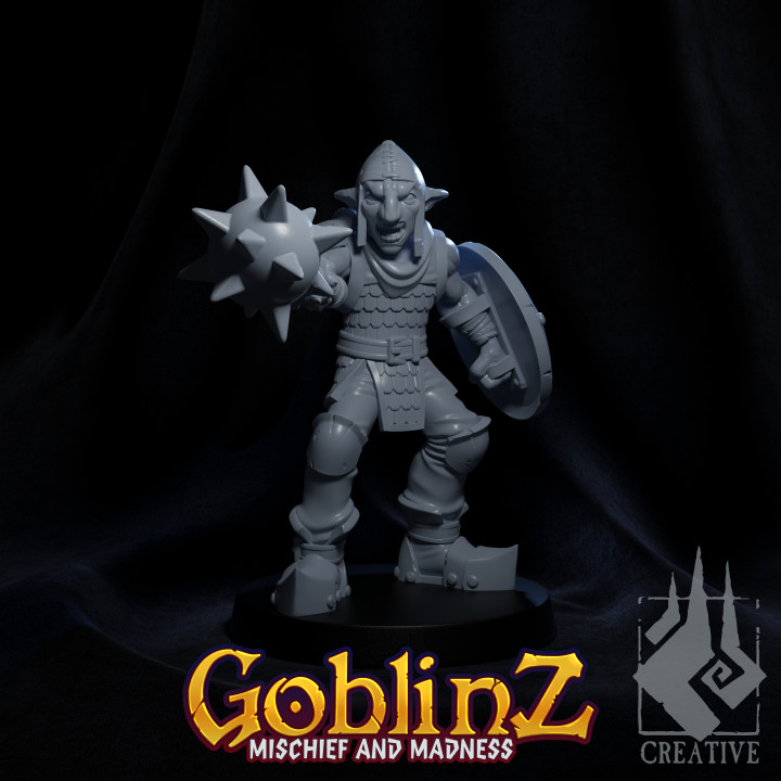 goblin defender 01 ember smith creative Tabletop Characters & Creatures Fantasy Universe fighter unit wargaming warrior 3D print model - Mito3D