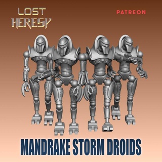 mandrake storm droids lost heresy miniatures Tabletop Characters & Creatures Sci-Fi Universe droid robot rpg star stormtrooper wars trek robots bsg cylon stargrave supported 3d print model - Mito3D