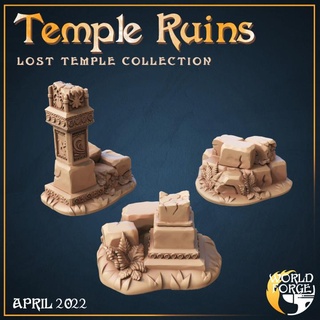 Tempel Ruinen streuen x3 Welt Schmiede Miniaturen Tischplatte 3D druckbar Terrain Fantasie Umgebung Stein Landschaft Säulen 3d print model - Mito3D