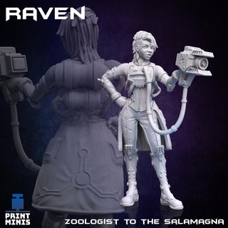 raven - zoologist - distillery collection print minis  Tabletop Tabletop Characters & Creatures Sci-Fi Universe Tabletop Tabletop Characters & Creatures female sci-fi space cyberpunk npc zoologist  3d print model - Mito3D