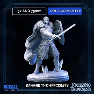 mercenary - man-at-arms osmond freezing darkness masters dungeons quest primal collectibles Tabletop Characters & Creatures Fantasy Universe dragons hero men miniatures rpg shield sword warrior enemy boardgame dungeonsanddragons frozen arms d&d heroquest frozenhorror menatarms 3d print model - Mito3D