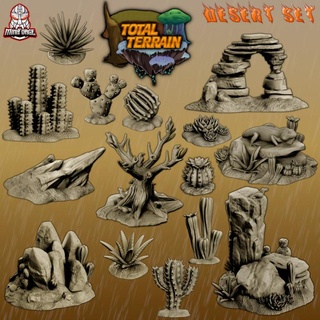 total terrain désert ensemble miniforge table 3D imprimable fantaisie oiseau dragons donjons arbre sable cactus campagne rochers dnd succulent tumbleweed 3d print model - Mito3D