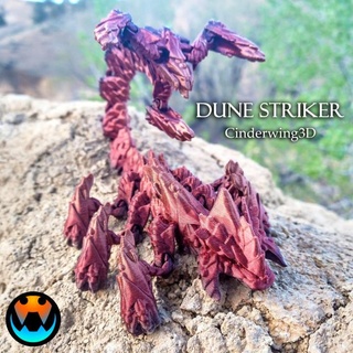 dune striker articulating dragon flexi articulated scorpion beast print place supports fantasy creature cinderwing3d animal cute funny monster pet toy flexible printinplace print-in-place fidget dnd nosupports wiggle jiggle articulateddragon crystaldragon cinderwing articulatingdragon dunestriker dungoensfun 3d print model - Mito3D
