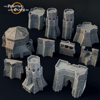 torr mislar - modular fortress - supportless printing goes ever  Tabletop Tabletop Characters & Creatures Fantasy Universe Tabletop Tabletop Characters & Creatures building city environment fantasy fdm filament modular nature rpg stone terrain tower wargaming warhammer rock wall lotr supportless towers castle tabletop gate fort 28mm dnd walls frostgrave skirmish bastion fortress garrison ruin scatter ruined 5e rampart  3d print model - Mito3D