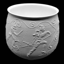 vaso precipitados representa gladiador lucha museo galo romano tongeren bélgica scan 3d print model - Mito3D
