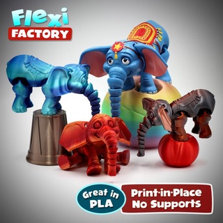 lindo print in place circo elefante flexi fábrica juguetes juegos impresión juguete daniel posable articulado sitio flexible sopala dumbo 3d print model - Mito3D