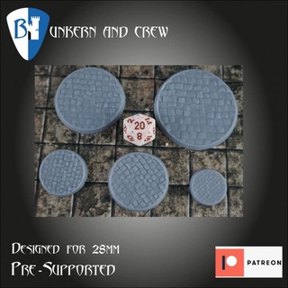 cobbelstone round base kenneth kruse rensen Tabletop accessories fantasy tabletop d&d 28mm dnd pathfinder bases roundbase 3d print model - Mito3D
