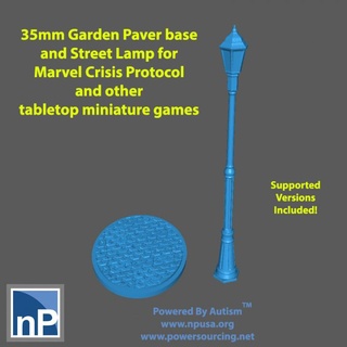 marvel crisis protocol base street lamp nonpareil institute Tabletop accessories 3D Printable Terrain Fantasy game terrain miniature 35mm debris 3d print model - Mito3D