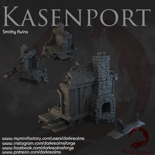 dunkel Bereiche Kasenport Schmiede Ruinen Tischplatte 3D druckbar Terrain Fantasie 3d print model - Mito3D