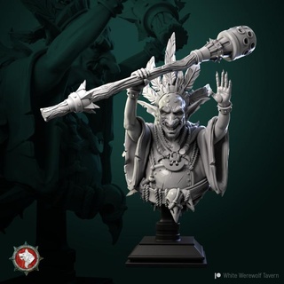 goblin shaman bust pre-supported white werewolf tavern  Tabletop Tabletop Characters & Creatures Fantasy Universe Fan Art Busts bust busts  3d print model - Mito3D