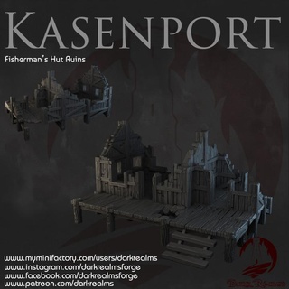 dark realms - kasenport fisherman's hut ruins forge Tabletop 3D Printable Terrain Fantasy fantasy terrain 3d print model - Mito3D
