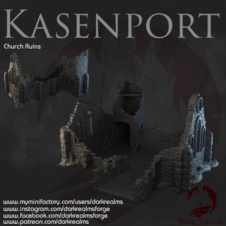 dunkel Bereiche Kasenport Kirche Ruinen Schmiede Tischplatte 3D druckbar Terrain Fantasie 3d print model - Mito3D