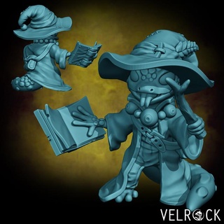 caprichoso mago curioso criaturas ilha pré suportado velrock arte miniaturas tampo mesa personagens fantasia universo bruxo rã d dnd feiticeiro criatura 3d print model - Mito3D