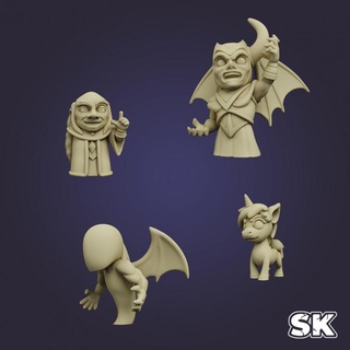dungeon encounters stoneking Tabletop Characters & Creatures Fantasy Universe cartoon fantasy pet companion chibi allies foe 3d print model - Mito3D