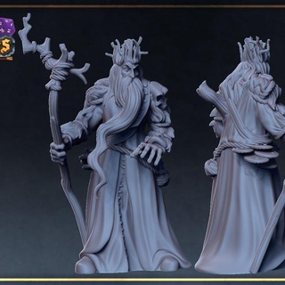 evil druid roleplaying & miniatures Tabletop Characters Creatures Fantasy Universe long beard wizard magic tabletop crazy dnd sorcerer curse strahd presupported 3d print model - Mito3D