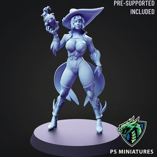 arcane witch pose 1 - 6 variants pinup paul scott cute fantasy female hero human magician character fire wizard magic mage caster heroic spell curvy pinup mystic sorceress witchcraft skintight  3d print model - Mito3D