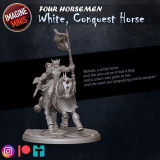 four horsemen - white conquest horse imagine minis Tabletop Characters & Creatures Fantasy Universe elf female fighter knight warrior flag warcraft wow wargame paladin rider dnd lance pathfinder aos 5e cavalary 3d print model - Mito3D