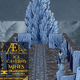 aeiccv04 ice caverns mines aether studios Tabletop 3D Printable Terrain Fantasy mini miniatures terrain cave aetherstudios iceterrain icecave 3d print model - Mito3D