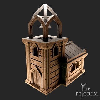 Kirche Tischplatte Terrain dnd Rollenspiel streuen Jason Beckers 3D druckbar Fantasie Haus modular Friedhof 3d print model - Mito3D