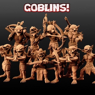goblins ranged miniforge Tabletop Characters & Creatures Fantasy Universe archer dragons dungeons goblin small stone miniature tabletop hobgoblin crossbow dnd warg distance tribe thrower goblinoid javelin 3d print model - Mito3D