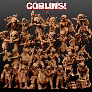 goblins full set miniforge Tabletop Characters & Creatures Fantasy Universe dragons goblin small warrior miner miniature assassin dungeon cave ranged pickaxe goblinoid 3d print model - Mito3D