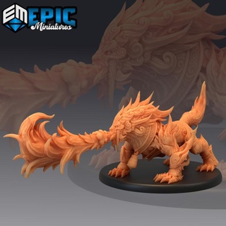 guardian fuu tiger fire breath predator lion mountain encounter legendary beast epic-miniatures fantasy medieval monster rpg warhammer sla enemy tabletop dungeon dnd pathfinder npc pre-supported supported pre 3d print model - Mito3D