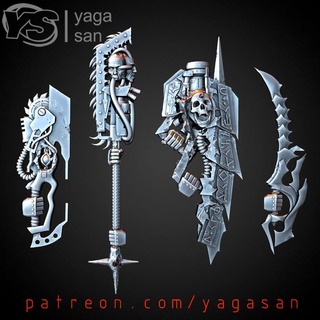 csm random weapons kitbash pack yaga san Tabletop Characters & Creatures Sci-Fi Universe 40k swords 40mm chaos 28mm 32mm 3d print model - Mito3D