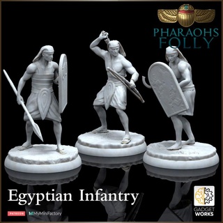egyptian infantry - pharaohs folly gadgetworks Tabletop Characters & Creatures Fantasy Universe archer egypt guard spear sword miniature bow pharaoh 32mm khopesh 3d print model - Mito3D