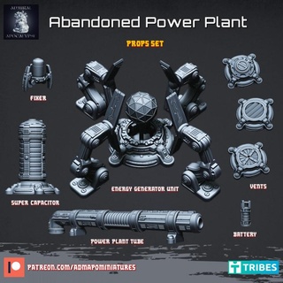 abandoned power plant terrain props admiral apocalypse Tabletop 3D Printable Terrain Sci-Fi energy 40k miniatures modular wargames warhammer tech battery scifi mech tabletop reactor bot tubes nuclear capacitor adeptus powerplant vents powercell nucleus 3d print model - Mito3D