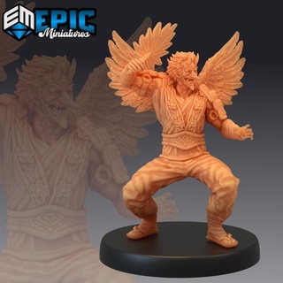 tengu fan winged avian humanoid heavenly samurai warrior japanese mythology epic-miniatures dog fantasy medieval monster rpg warhammer sla enemy tabletop dungeon dnd pathfinder npc pre-supported supported pre 3d print model - Mito3D