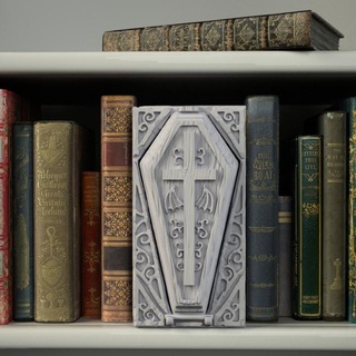 coffin dice case booknook crosslances Home & Garden Office Bookends Bookmarks book bookend cross dragons funny nerd vampire supportless dracula dungeon library d20 scenic booknooks 3d print model - Mito3D