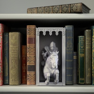 medieval knight booknook crosslances Home & Garden Office Bookends Bookmarks book bookend fantasy historical kickstarter soldier sword bookshelf florence italy studio helm library horses kick booknooks giostra 3d print model - Mito3D