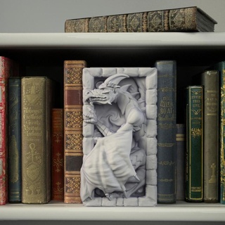 dragons bookend crosslances Home & Garden Office Bookends Bookmarks black book dragon fantasy green red white supportless blue adventure read dungeon library drake scenic librarian booknooks libraries 3d print model - Mito3D
