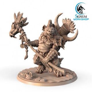 tabo crusher signum workshop Tabletop Characters & Creatures Fantasy Universe dungeons fantasy miniatures staff tabletop shaman tribe ttrpg gnoll presupported 3d print model - Mito3D