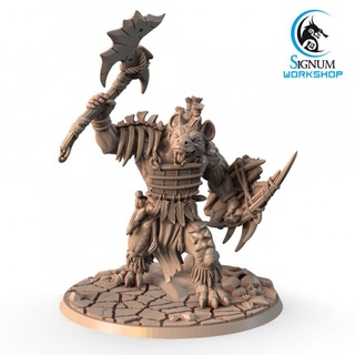 izok blood axe signum workshop Tabletop Characters & Creatures Fantasy Universe dungeons fantasy miniatures shield warrior tabletop warlord tribe ttrpg gnoll presupported 3d print model - Mito3D