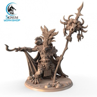 ndidi showing path signum workshop Tabletop Characters & Creatures Fantasy Universe dungeons fantasy miniatures staff tabletop beastman shaman tribe ttrpg gnoll presupported prist 3d print model - Mito3D