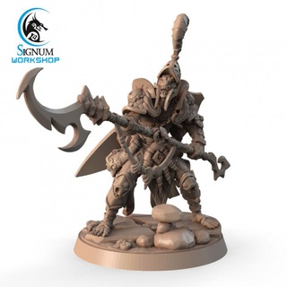 axotra reefs protector signum workshop Tabletop Characters & Creatures Fantasy Universe dungeons fantasy miniatures spear warrior tabletop berserk ttrpg presupported seafolk 3d print model - Mito3D