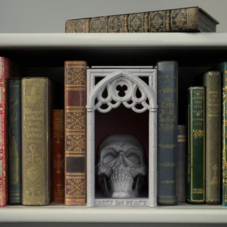 skull bookend crosslances Home & Garden Office Bookends Bookmarks book gothic house paris grave supportless charnel library goth dame ossuary notre booknooks libraries lolita 3d print model - Mito3D