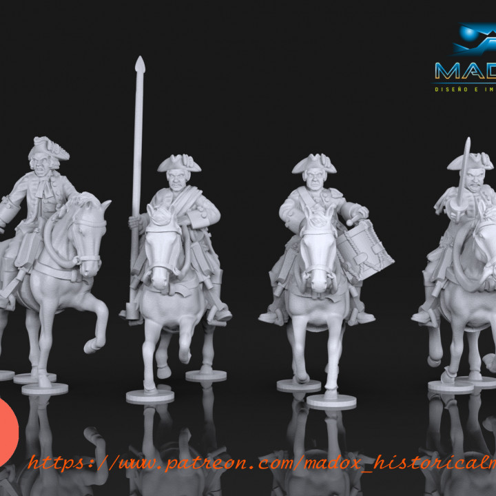 Español línea caballería guerra oso estudios mesa caracteres criaturas histórico universo 28mm negro polvo jefe militar juegos agudo afilado práctica 3D print model - Mito3D