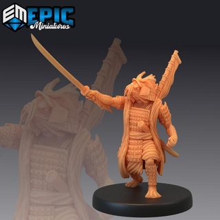 fish folk koi tribe samurai male warrior japanese dynasty katana sword master epic-miniatures fantasy medieval monster rpg warhammer sla enemy tabletop dungeon dnd pathfinder npc pre-supported supported pre 3d print model - Mito3D