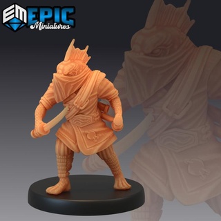 fish folk koi tribe bandit dagger fighter masked rogue male soldier epic-miniatures fantasy medieval monster rpg warhammer sla enemy tabletop dungeon dnd pathfinder npc pre-supported supported pre 3d print model - Mito3D
