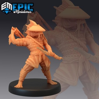 fish folk koi tribe archer sea guardian legendary bowman ocean water hunter epic-miniatures fantasy medieval monster rpg warhammer sla enemy tabletop dungeon dnd pathfinder npc pre-supported supported pre 3d print model - Mito3D