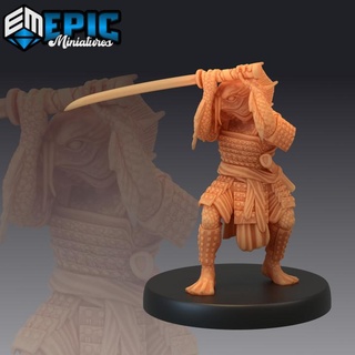 fish folk koi tribe ronin sea warrior legendary katana fighter ocean water hunter epic-miniatures fantasy medieval monster rpg warhammer sla enemy tabletop dungeon dnd pathfinder npc pre-supported supported pre 3d print model - Mito3D