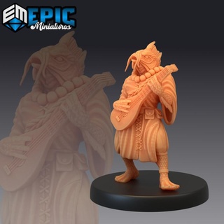 fish folk koi tribe bard sea villager male ocean water musician japanese dynasty epic-miniatures fantasy medieval monster rpg warhammer sla enemy tabletop dungeon dnd pathfinder npc pre-supported supported pre 3d print model - Mito3D