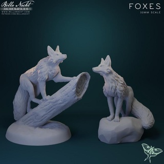 foxes bella nacht minis Tabletop Characters & Creatures Fantasy Universe animal beast creature cute farm fox companion tabletop 3d print model - Mito3D