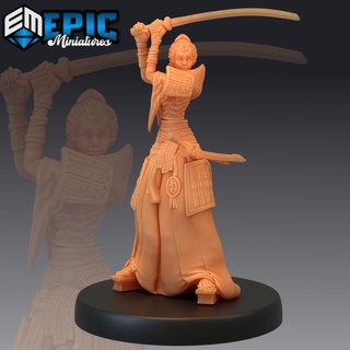 samurai female katana master sword fighter japanese dynasty warrior epic-miniatures fantasy medieval monster rpg warhammer sla enemy tabletop dungeon dnd pathfinder npc pre-supported supported pre 3d print model - Mito3D